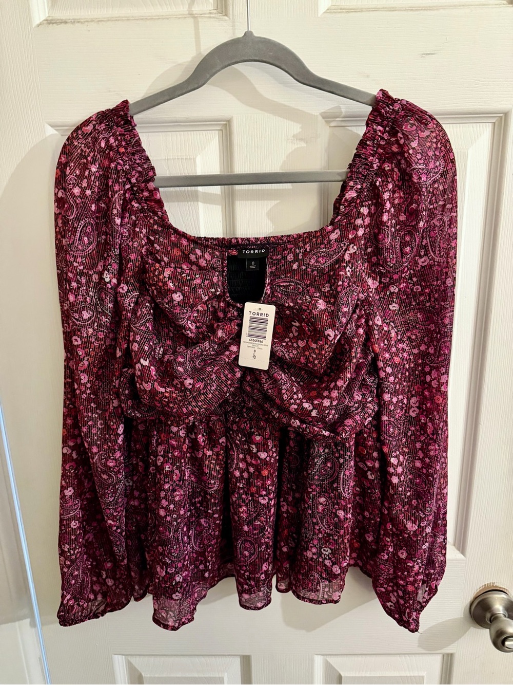 torrid Wine Paisley Peasant Blouse